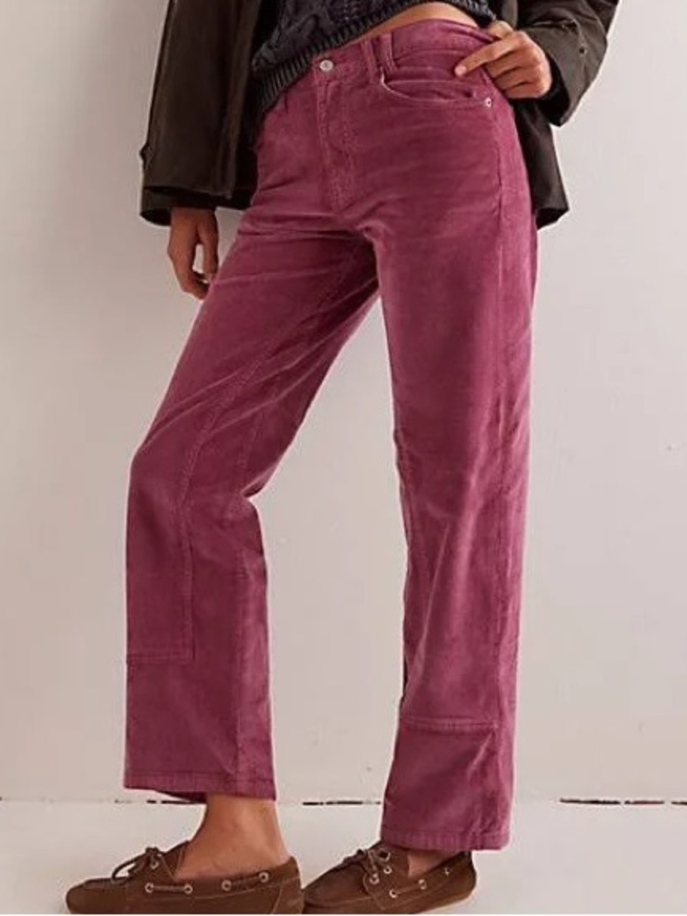 NWT FREE PEOPLE WE THE FREE Risk Taker Cord Jeans | Rose Wine/Tyrie MSRP $128